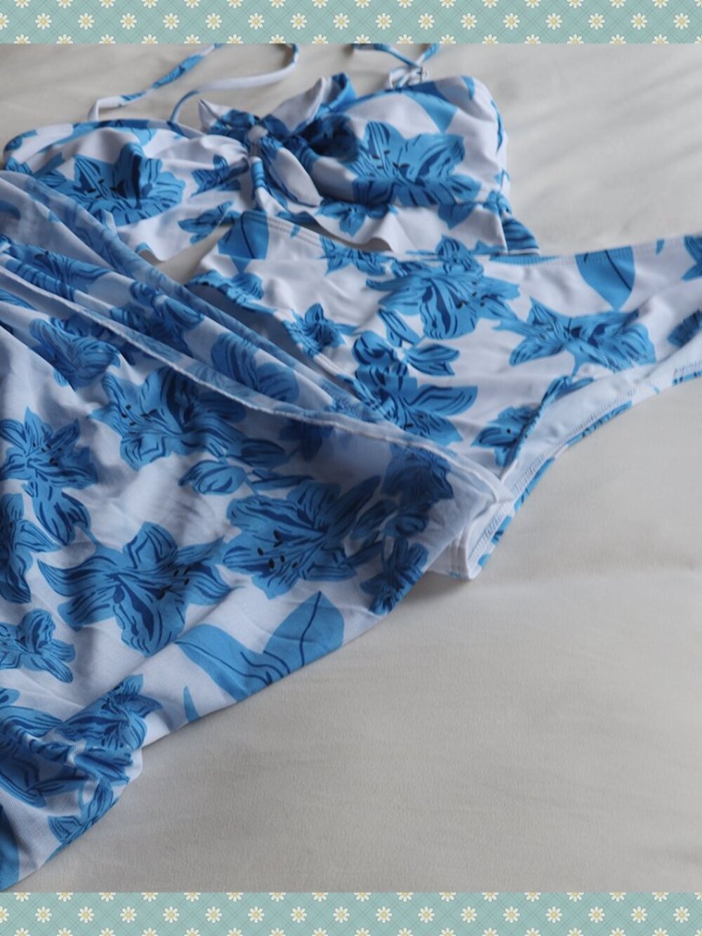 Aliexpress Blue Floral Swimsuit Set